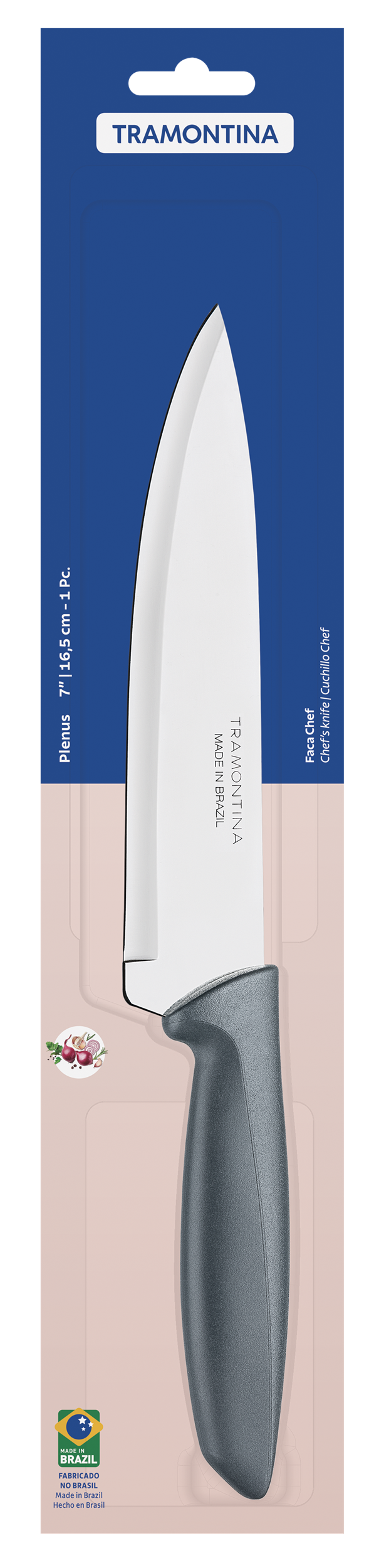 Ніж TRAMONTINA PLENUS grey ніж Chef 178мм інд.блістер (23426/167)