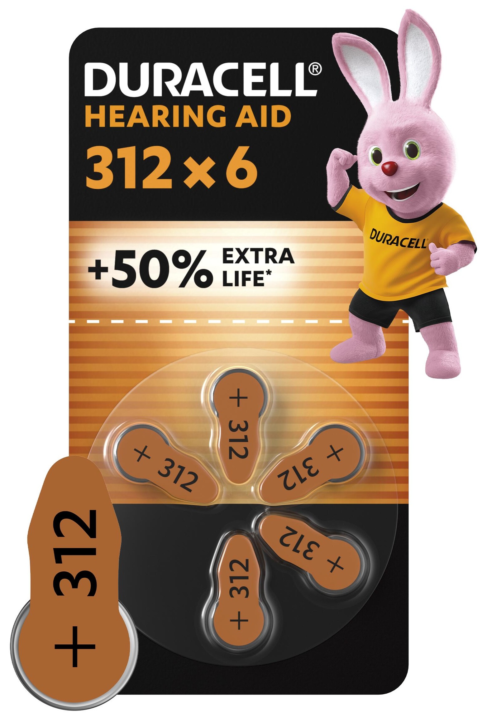 Батарейка DURACELL HA 312 уп. 6 шт.