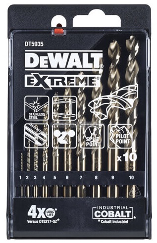 Набір свердел DeWalt DT5935 d=1-10 мм, 10 шт., кейс