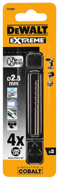 Свердло по металу DeWalt DT4901 d=2.5 мм, L=57мм, 2шт