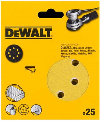 Шліфувальна шкурка DeWalt DT3116XM, d=125мм, зерно 180, 25 шт