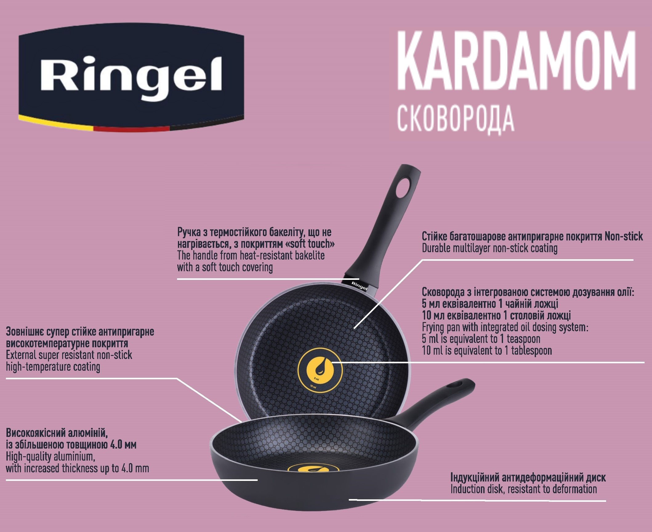 Сковорода RINGEL Kardamom пательня 24 см б/кришки (RG-1127-24)