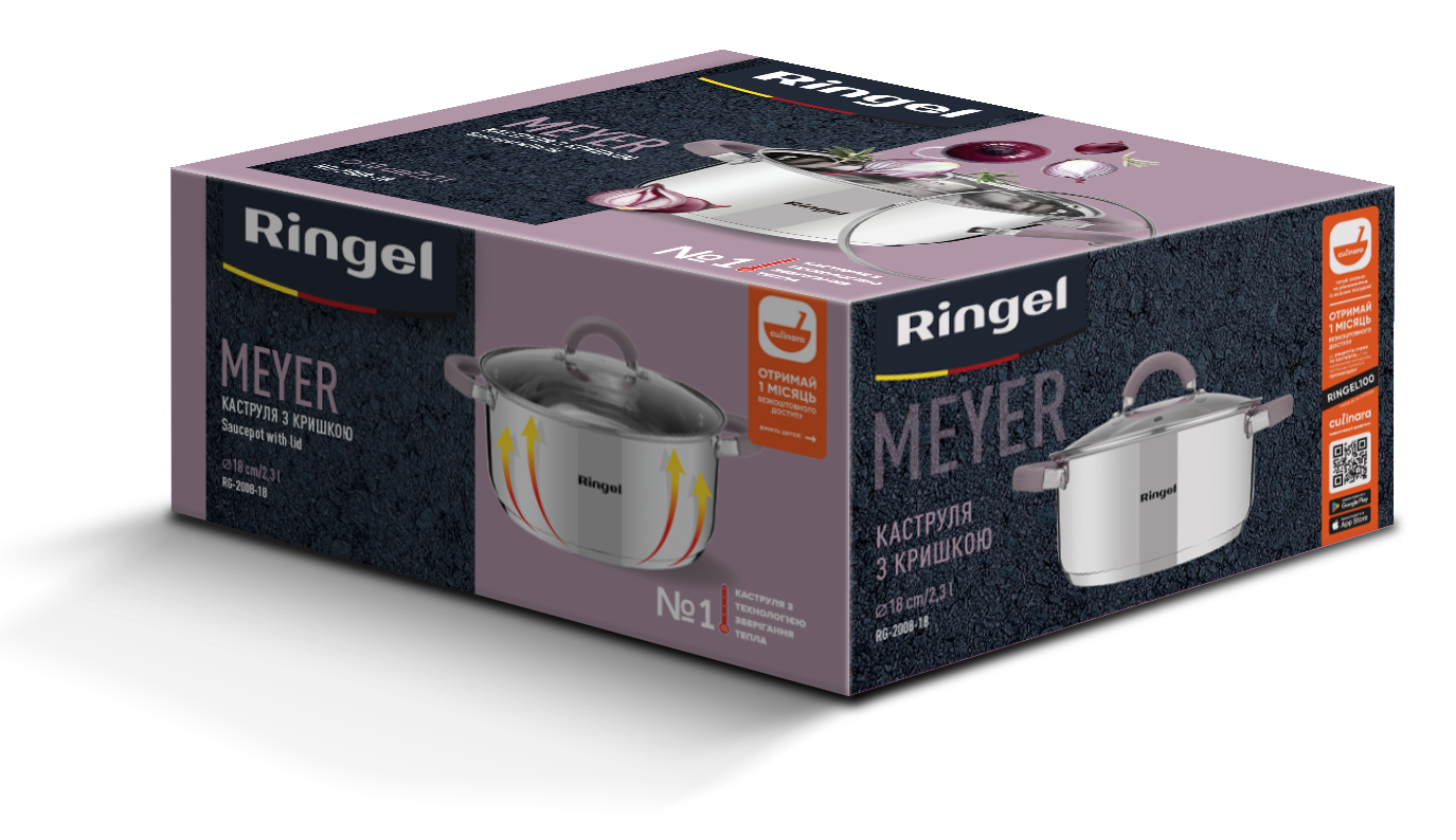 Каструля RINGEL Meyer 18 см (2.3 л) з кришкою (RG-2008-18)