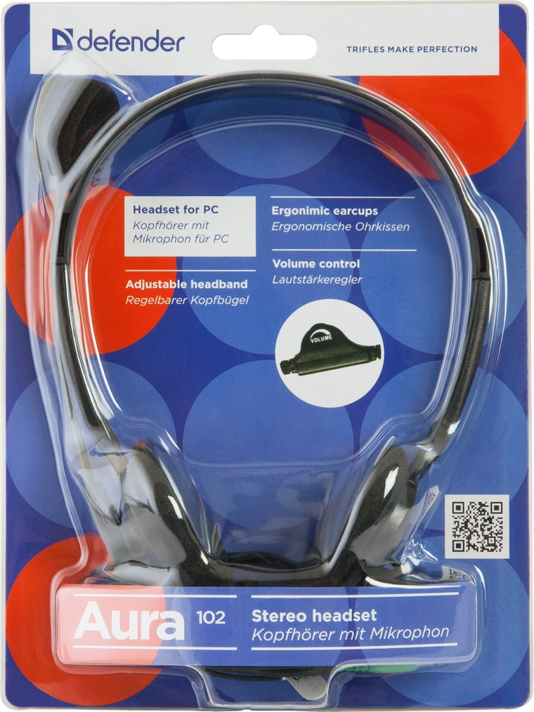 Гарнітура Defender Aura 102 Black (63102) (6351928)