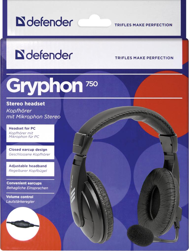 Гарнітура Defender Gryphon HN-750 Black (63750) (5780412)