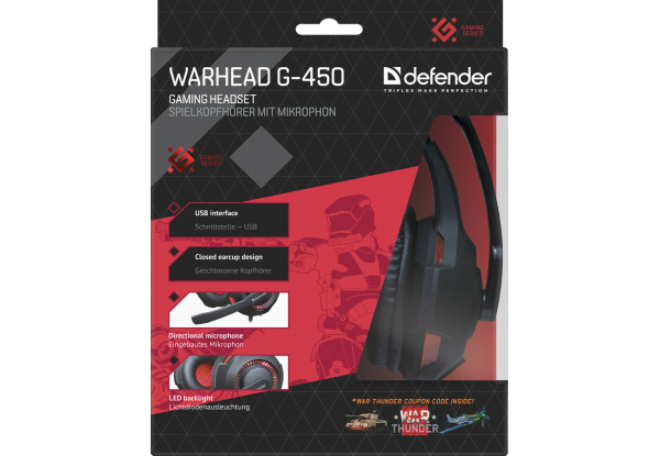 Гарнітура Defender Warhead G-450 Red-Black (64146) (6358195)