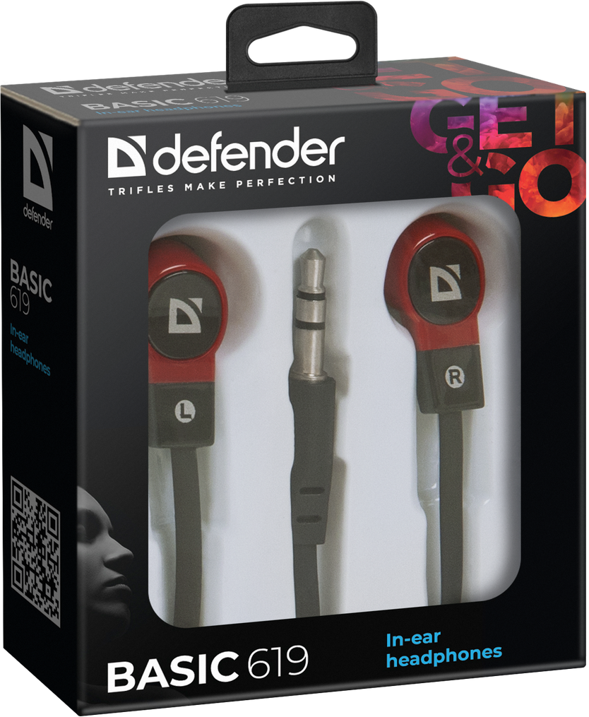 Навушники Defender Basic-619 Black/Red (63619) (6272827)