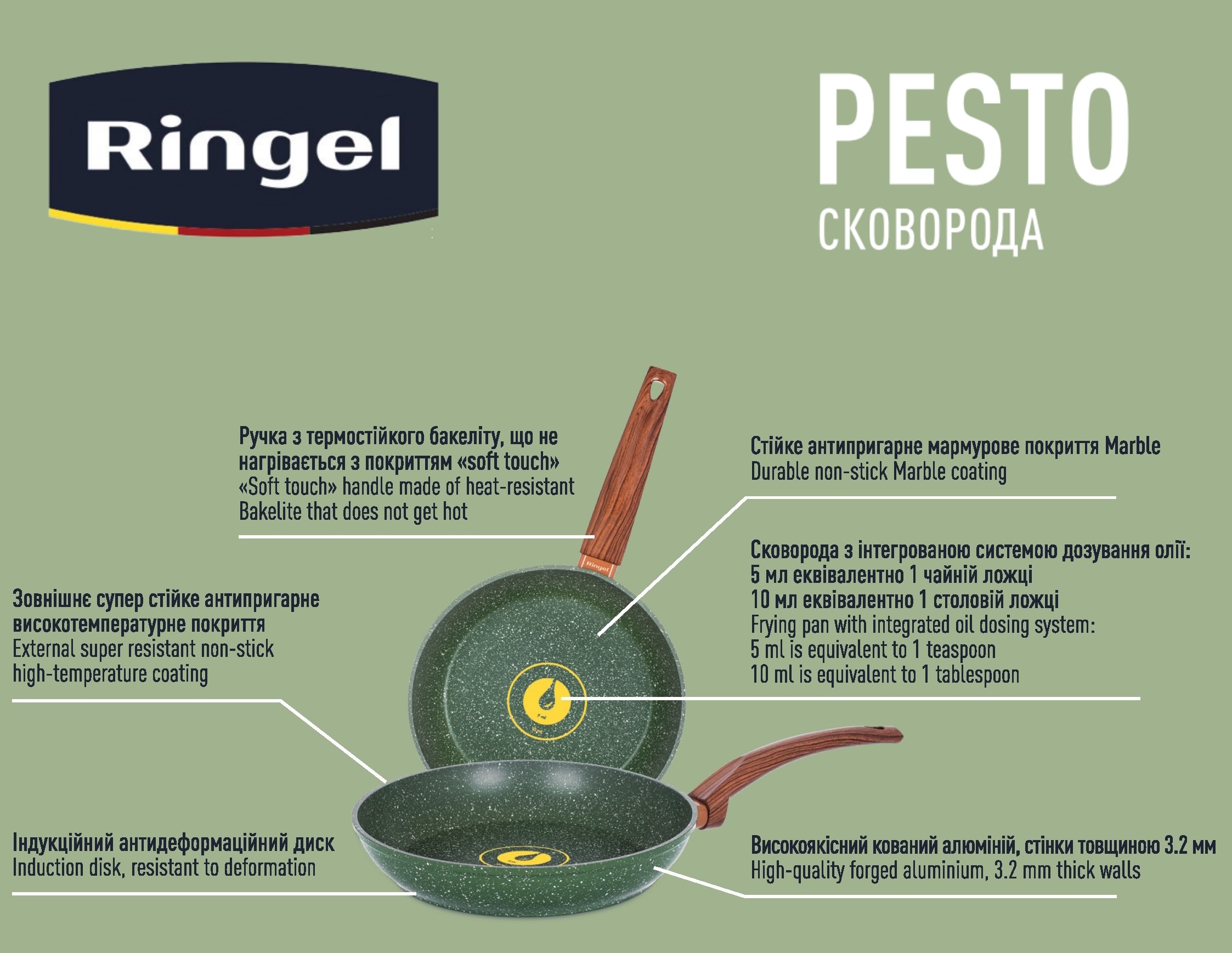 Сковорода RINGEL Pesto 24 см б/кришки (RG-1137-24)