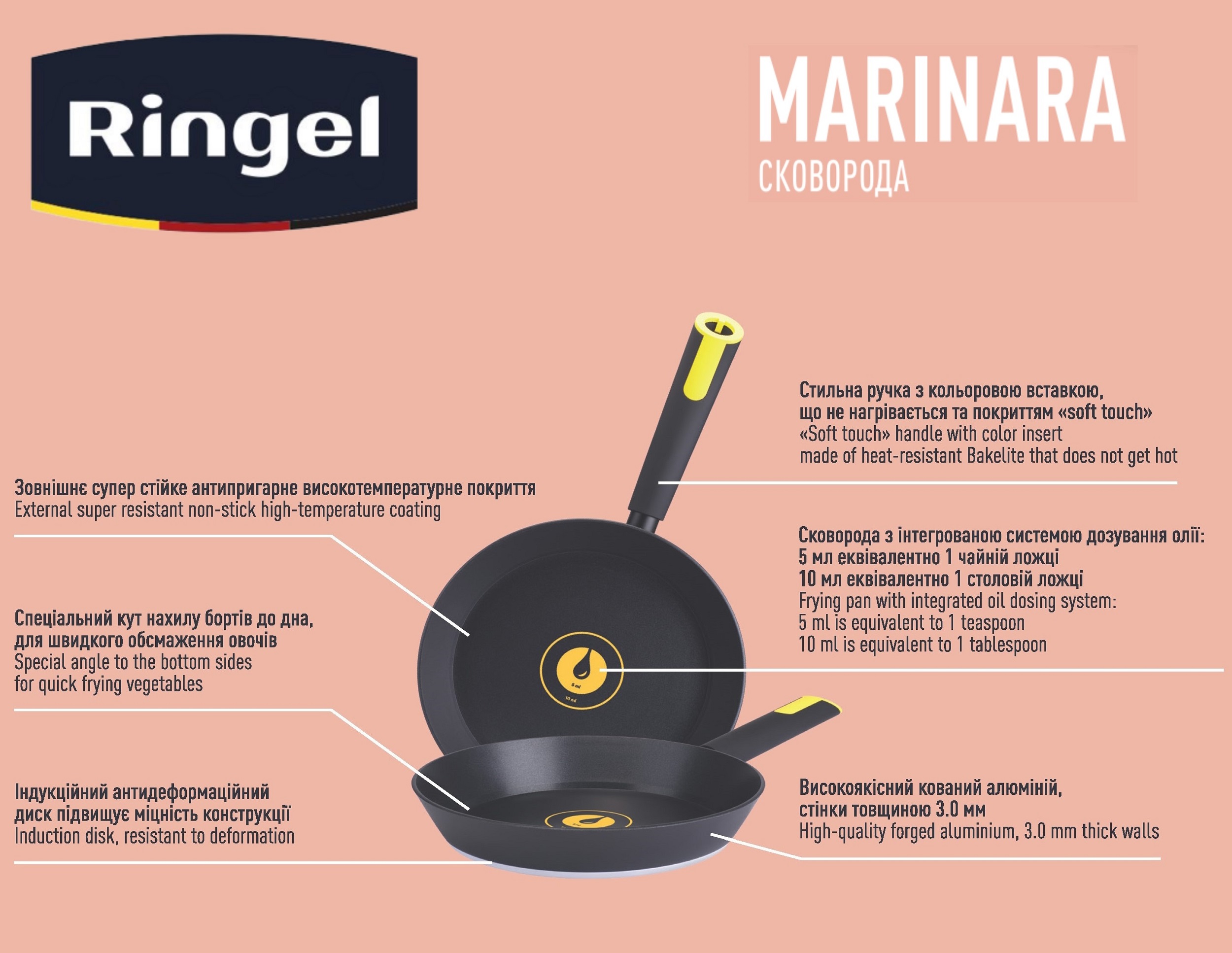Сковорода RINGEL Marinara глибока 24 см б/кришки (RG-1135-24)