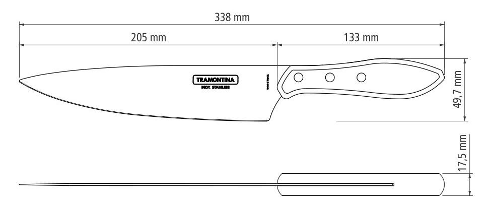 Ніж TRAMONTINA Barbecue POLYWOOD д/м'яса 203мм (шир.) (чер.дер)інд.уп (21189/178)