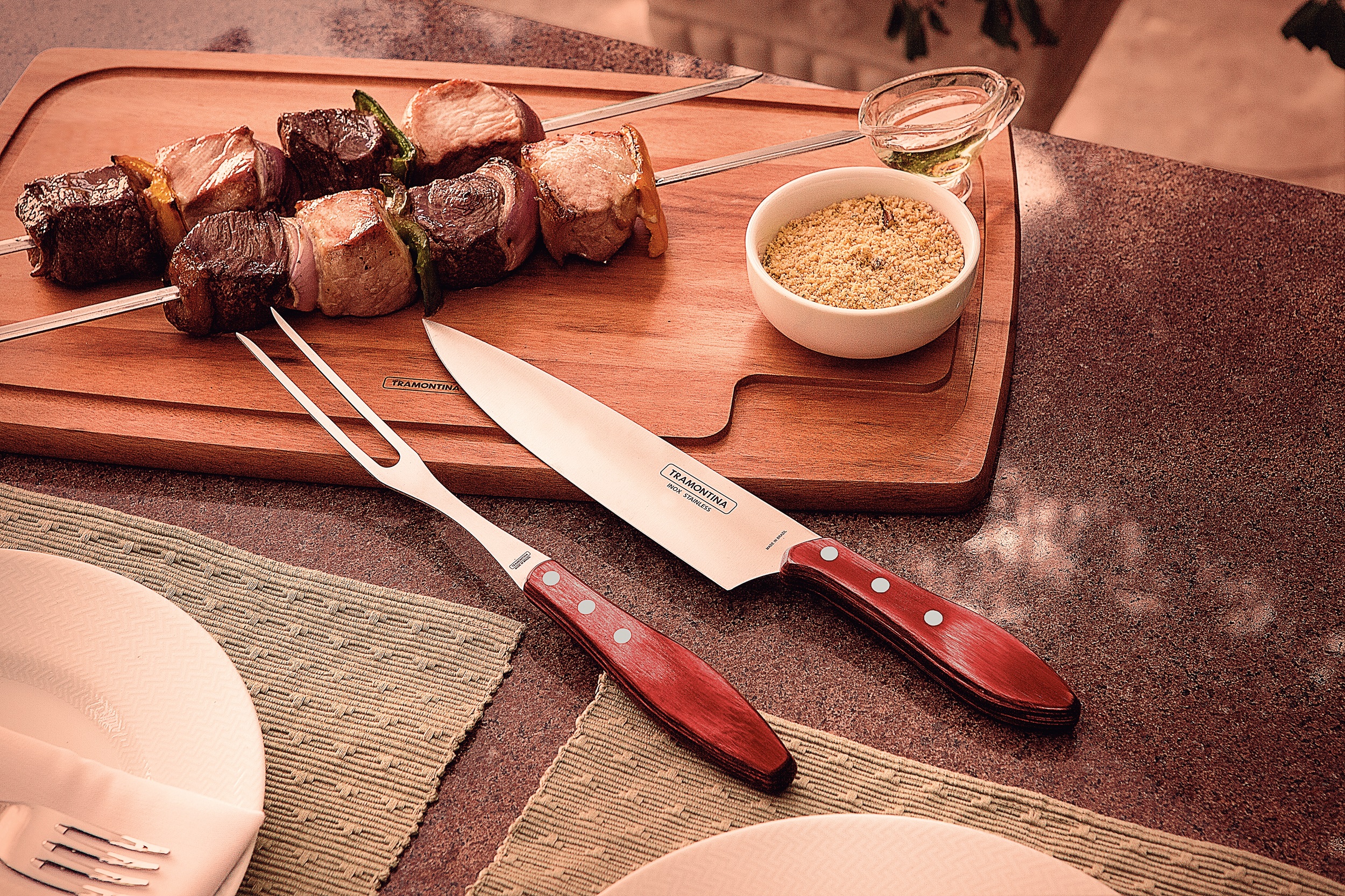 Ніж TRAMONTINA Barbecue POLYWOOD д/м'яса 203мм (шир.) (чер.дер)інд.уп (21189/178)