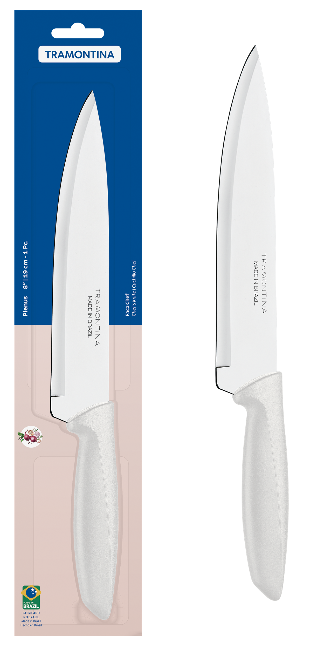 Ніж TRAMONTINA PLENUS light grey Chef 203мм інд. блистер (23426/138)