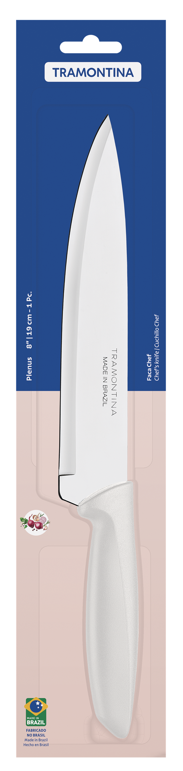 Ніж TRAMONTINA PLENUS light grey Chef 203мм інд. блистер (23426/138)