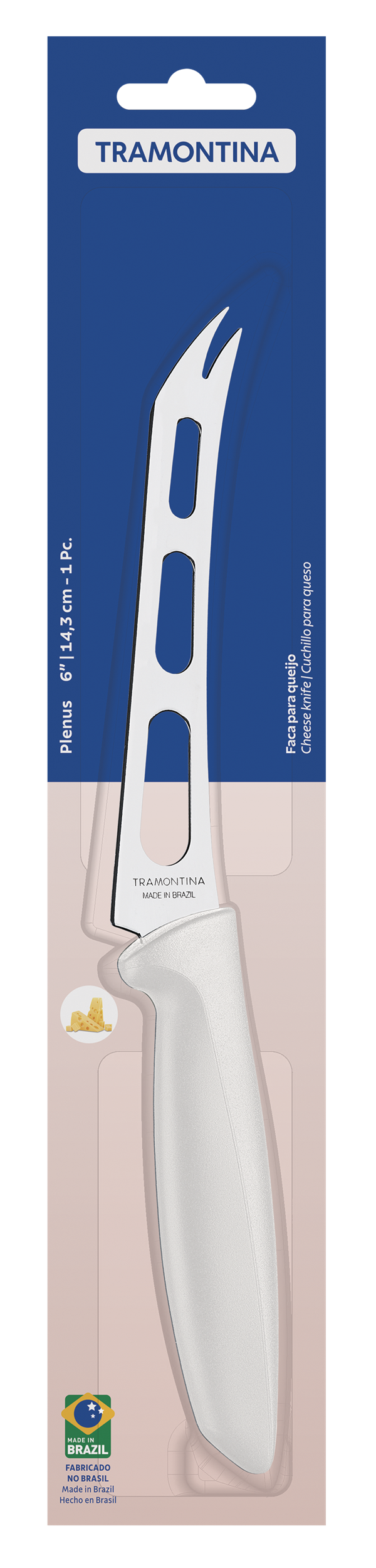 Ніж TRAMONTINA PLENUS light grey д/сиру 152мм інд. блистер (23429/136)