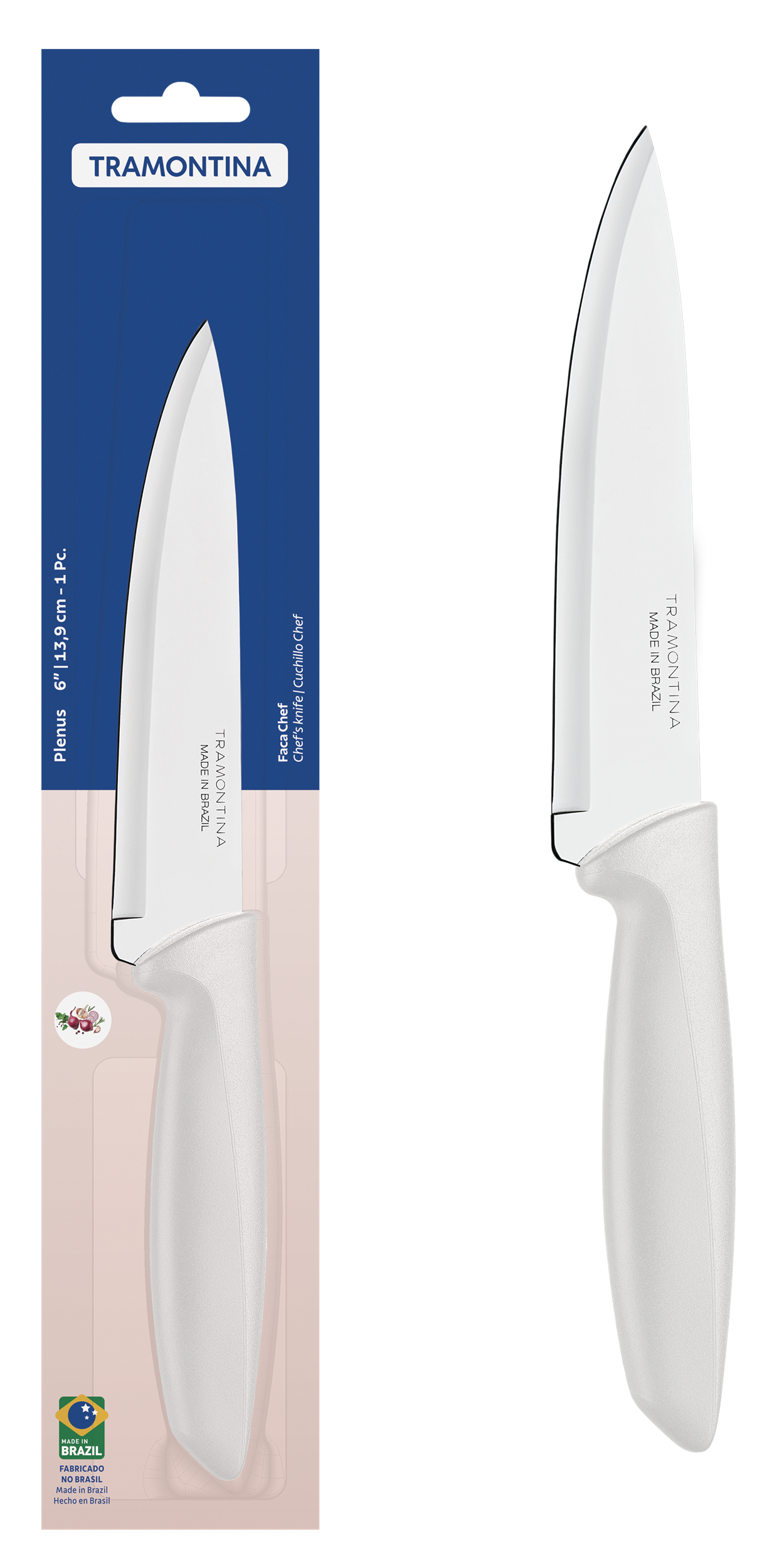 Ніж TRAMONTINA PLENUS light grey Chef 152мм інд. блистер (23426/136)
