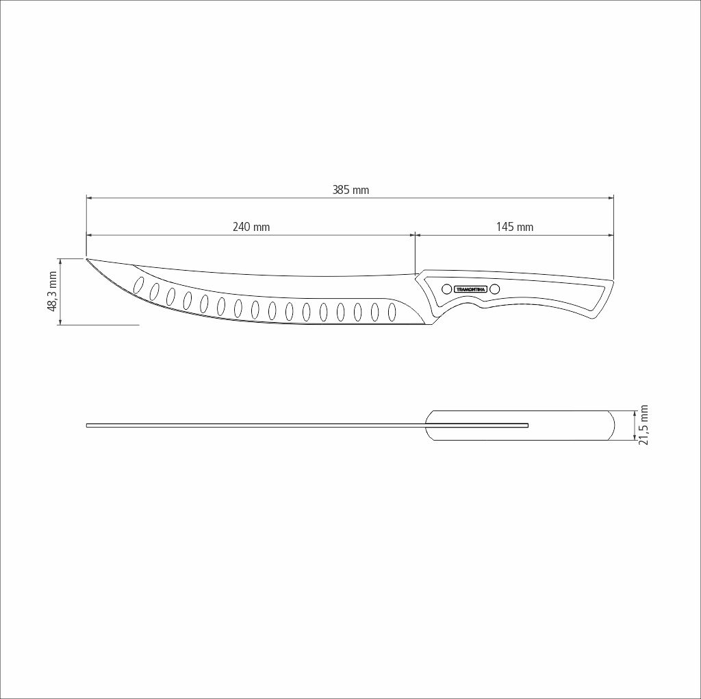 Ніж TRAMONTINA Churrasco Black М'ясник 253 мм (22841/110)