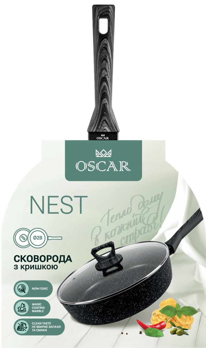 Сковорода з кришкою Oscar Nest, 28 см