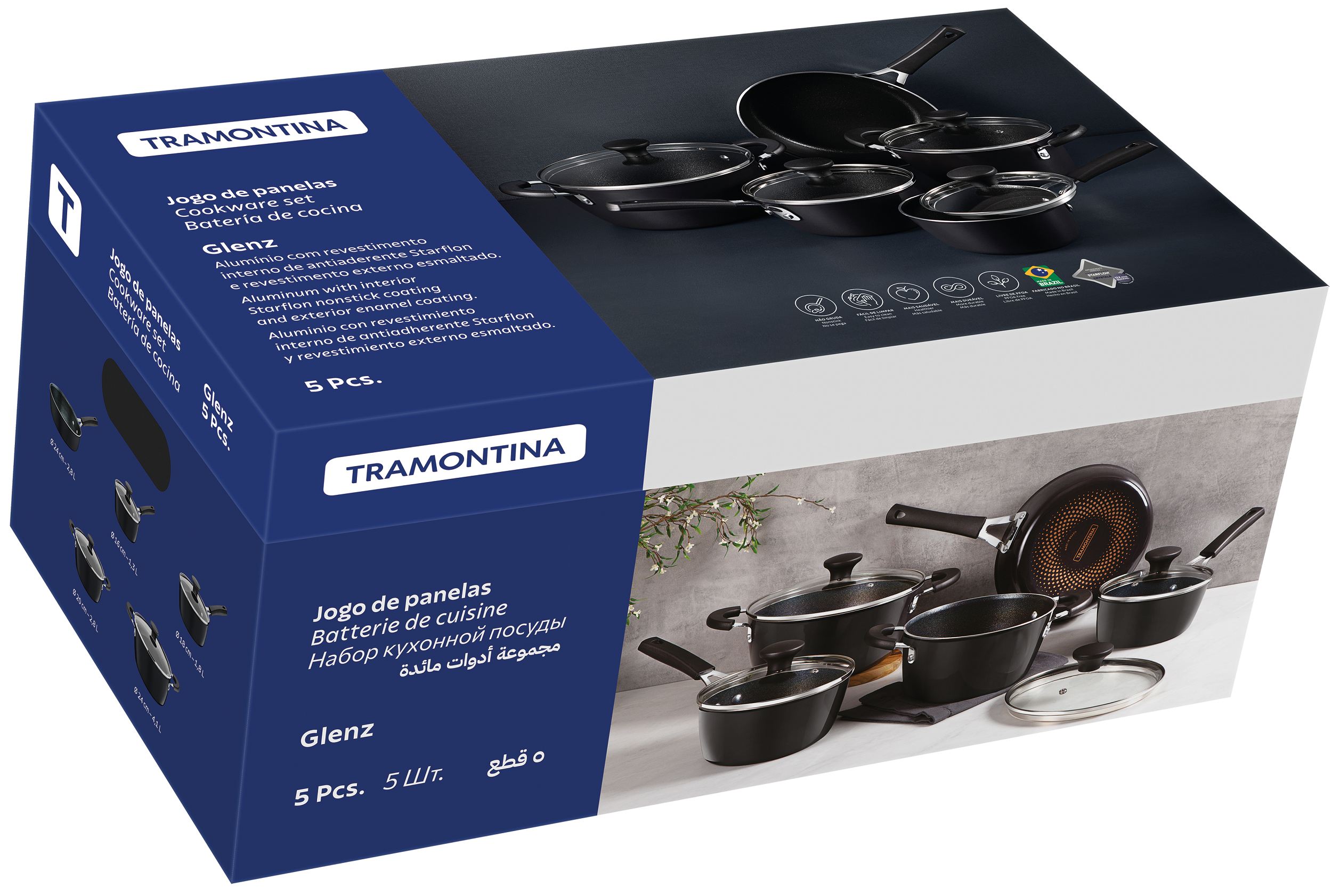 Набір посуду TRAMONTINA GLENZ Набір 9пр. кам'яно-сірий (28699/610)