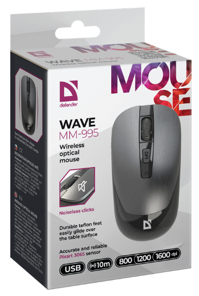 Миша Defender Wave MM-995 Wireless GRAY (52993) (6918377)