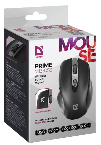 Миша Defender Prime MB-053 Wireless BLACK (52053) (6918400)