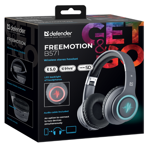 Гарнітура Defender FreeMotion B571 Bluetooth LED, Gray (63571) (6918549)
