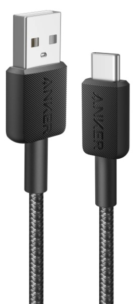 кабель ANKER 322 USB-A to USB-C - 0.9m Nylon (Чорний)