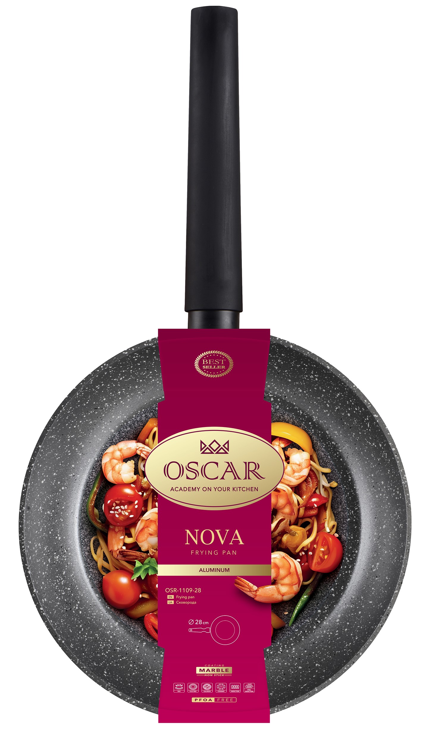Сковорода OSCAR NOVA глибока28 см б/кришки (OSR-1109-28)