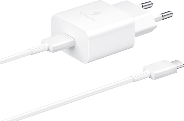 мережева зарядка SAMSUNG 15W Power Adapter (w C to C Cable) EP-T1510XWEGEU / Біла