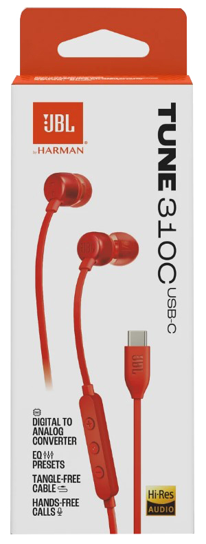 Гарнітура JBL TUNE 310C USB-C Red (JBLT310CRED) (6995503)