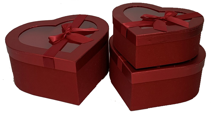 Подарункові коробки UFO W2901 Набір 3 шт RED HEART серд.