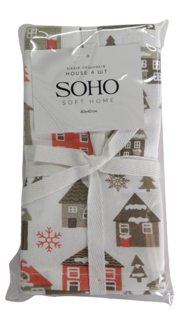 Кухонний текстиль SOHO Наб. руш. 40*40см бавовна 100% House 4 шт.