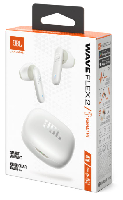 Гарнітура JBL WAVE FLEX 2 White (JBLWFLEX2WHT)  (7065576)