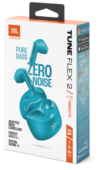 Гарнітура JBL TUNE FLEX 2 Turquoise (JBLTFLEX2TQE)  (7065584)