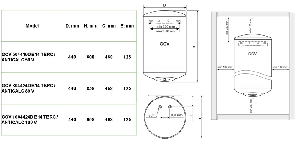 Водонагрівач Tesy GCV 1004424D B14 TBRC / ANTICALC 100 V (7056339)