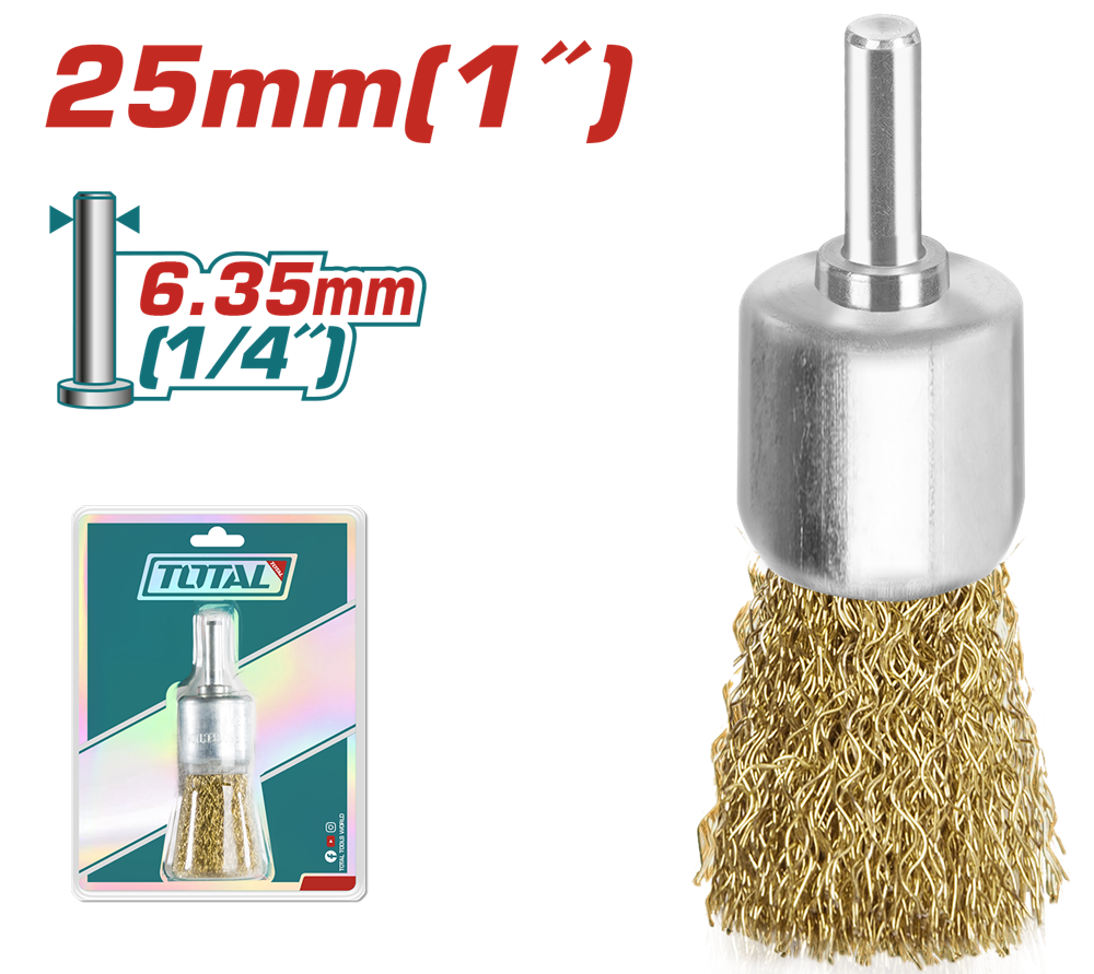 Акс.інстр TOTAL TAC37011 Щітка крацовка "Чашка", зі шпилькою, 25мм