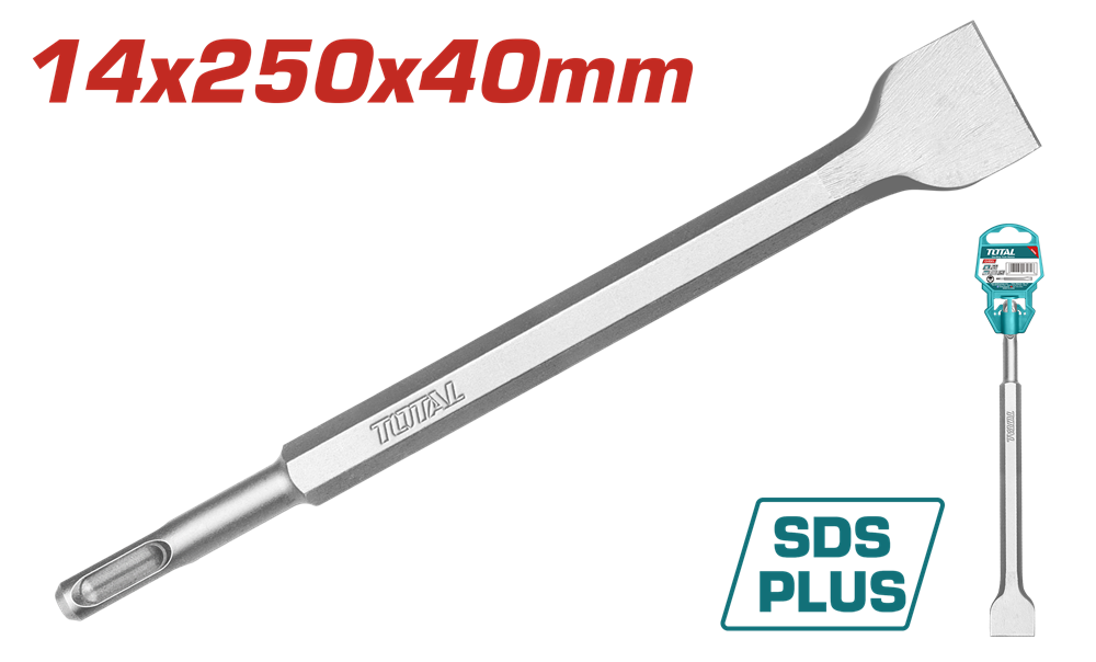 Акс.інстр TOTAL TAC15121412 зубило плоске розширене SDS plus 14x250мм