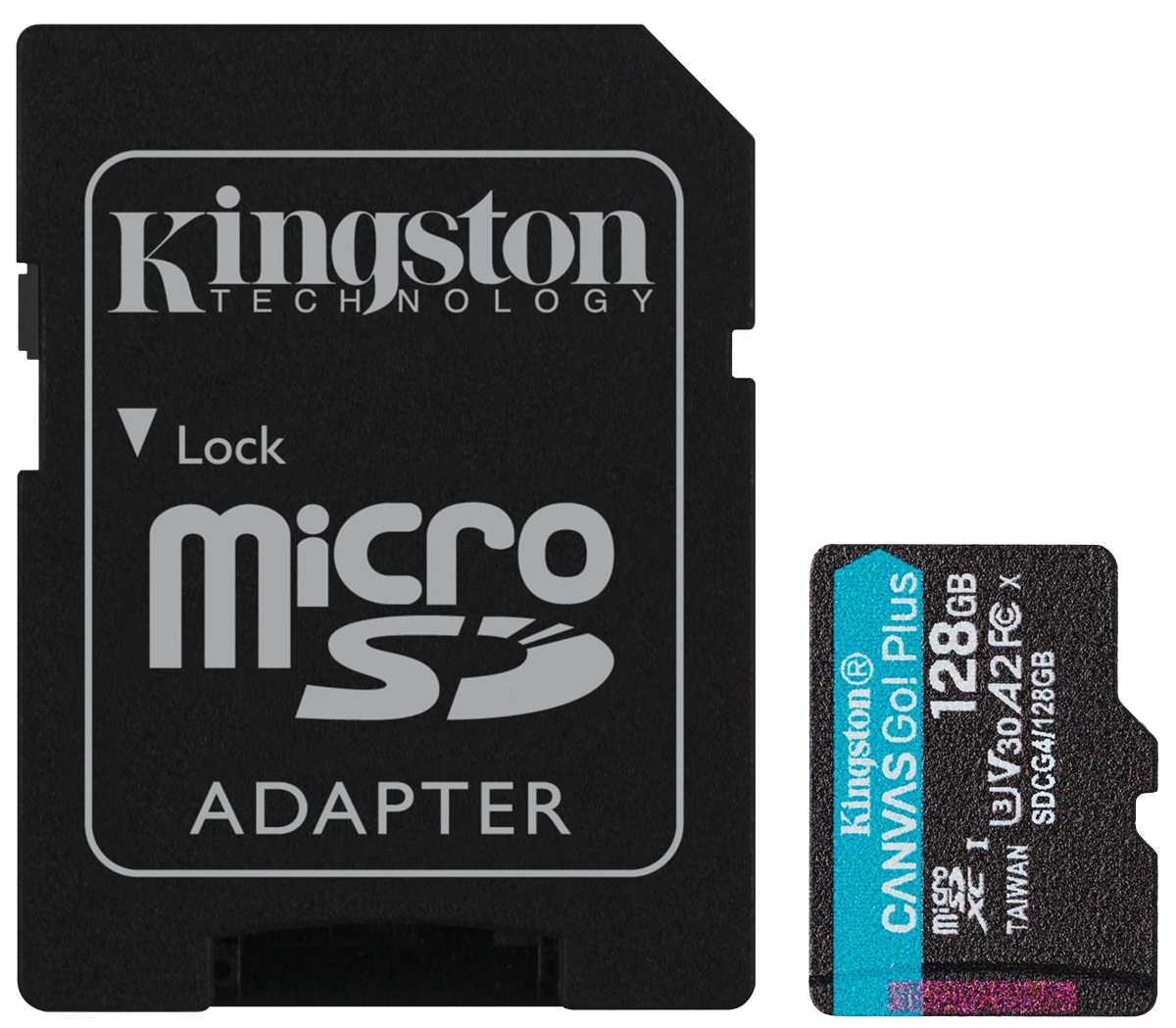 Картка пам'ятi KINGSTON microSD 128GB C10 UHS-I U3 A2 V30 + SD (SDCG4/128GB)