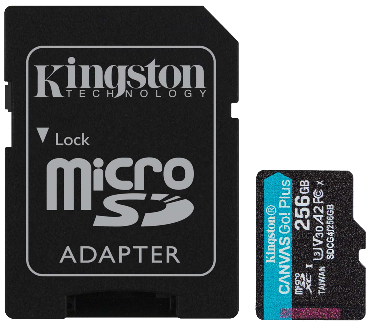 Картка пам'ятi KINGSTON microSD 256GB C10 UHS-I U3 A2 V30 + SD (SDCG4/256GB)
