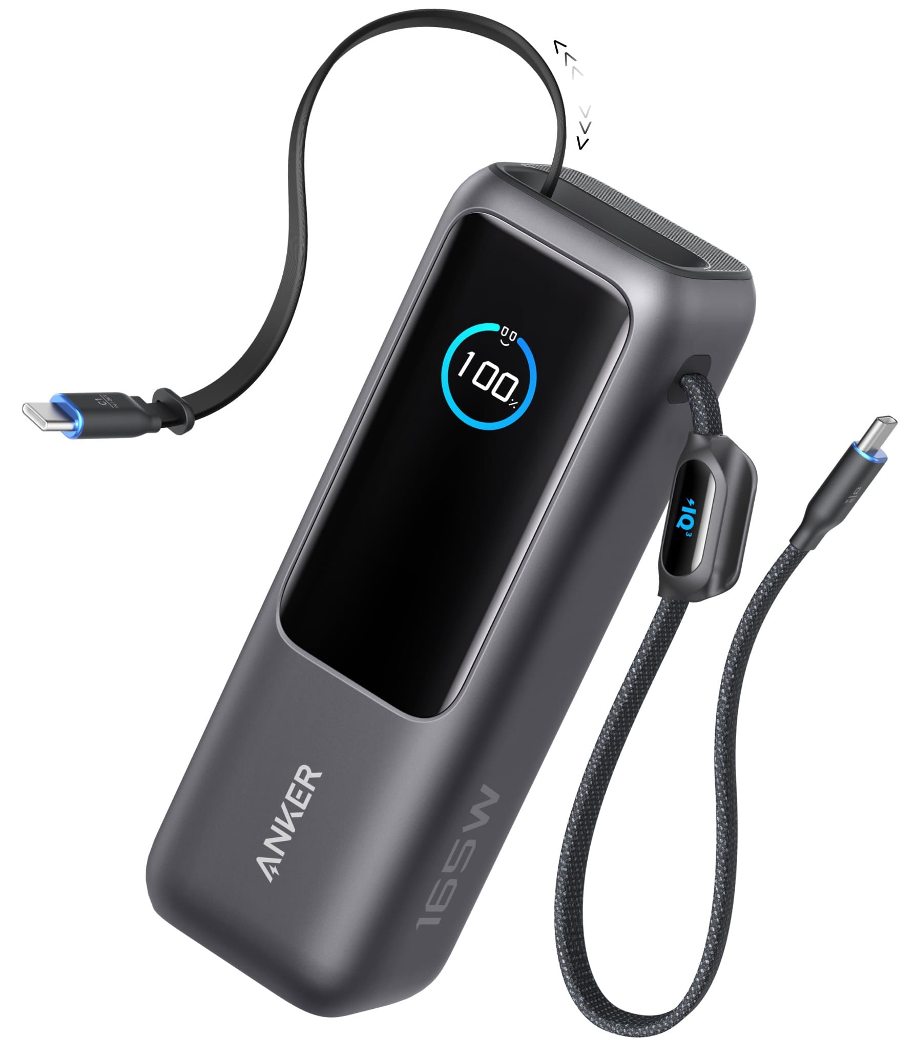 зовн. акум. ANKER - 25000 mAh 165W PD Built-In Double USB-C Cables (Чорний)