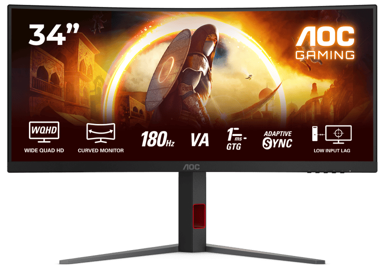 Монiтор TFT AOC 34" CU34G4 21:9 VA Curved WQHD 180Hz 2*HDMI DP HAS Black/Red