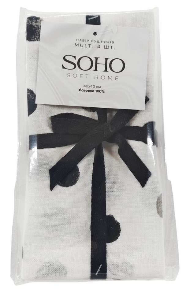 Кухонний текстиль SOHO Наб. руш. 40*40см бавовна 100% Multi 4 шт.