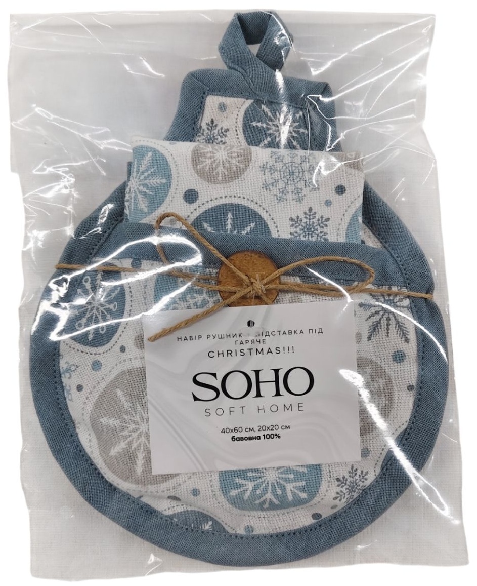 Кухонний текстиль SOHO Наб. рушник 40*60см+підст./горяч. бавовна 100% Christmas!!!