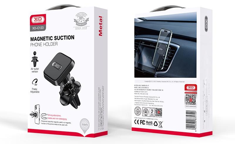 Автотримач XO C123 Air Vent Car Holder Square Magnetic Bracket Black (7109733)