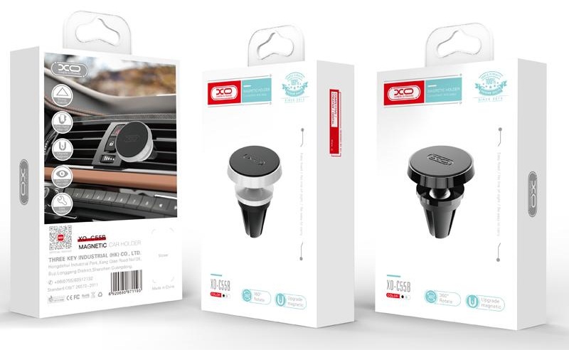 Автотримач XO C55B Air Vent Car Holder Round Magnetic Black (7109735)