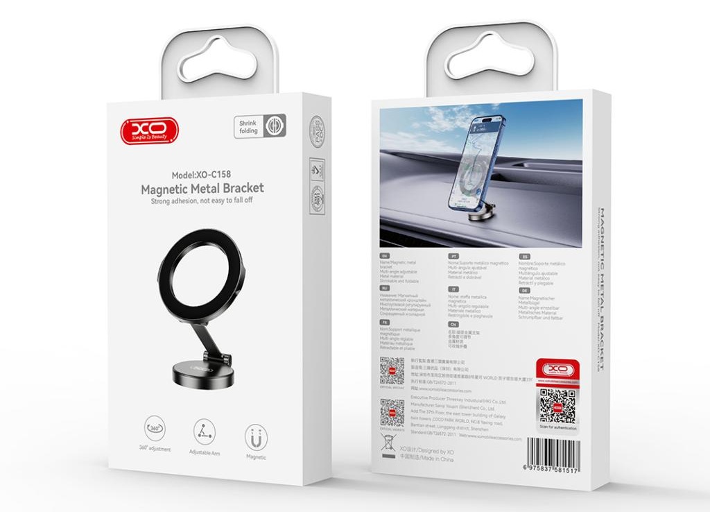 Автотримач XO C158 Universal Magnetic 360 rotating Phone Holder Black (7109738)