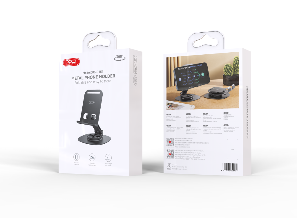 Універсальна поворотна підставка для телефону XO C151 Black (7109740)