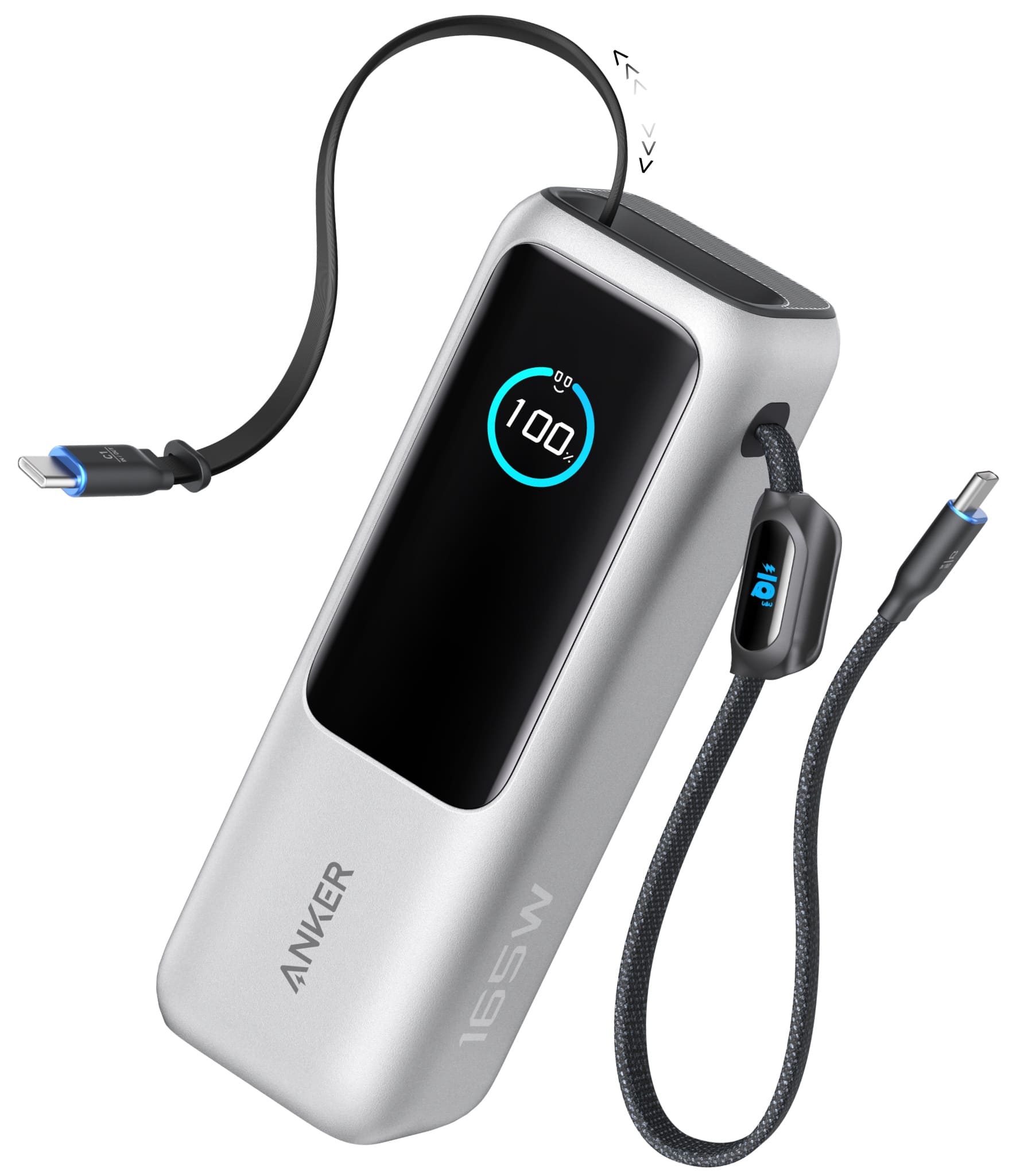зовн. акум. ANKER - 25000 mAh 165W PD Built-In Double USB-C Cables (Сріблястий)