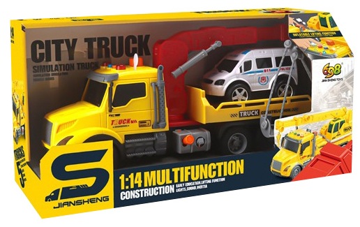 Іграшка CARS S Евакуатор жовтий 1:14 (рухомі частини, інерція, звук, світло, вихлоп)