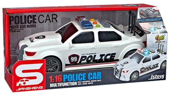 Іграшка CARS S Поліцейська машина чорна 1:16 (інерція, звук, світло, багажник відкривається)