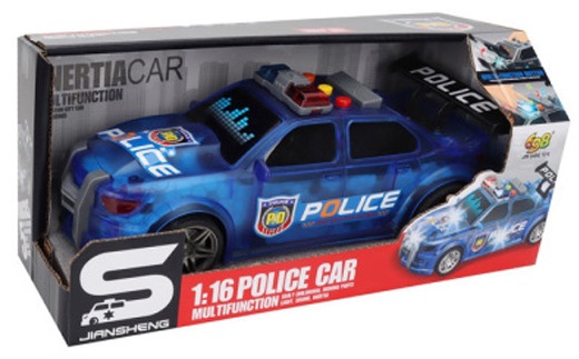Іграшка CARS S Поліцейська машина синя 1:16 (інерція, звук, корпус світиться, багажник відкривається)